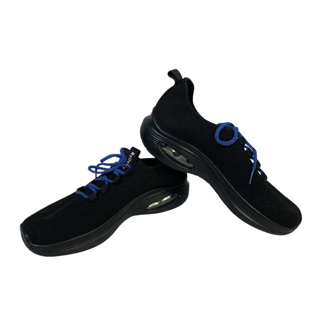 Rollstep Mens Size 8 Black Sneakers Lace Up Round Toe Air Cushion Athletic Shoes